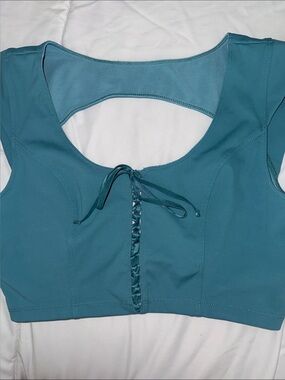 FP Movement by Free People Teal Lace-Up Crop Top